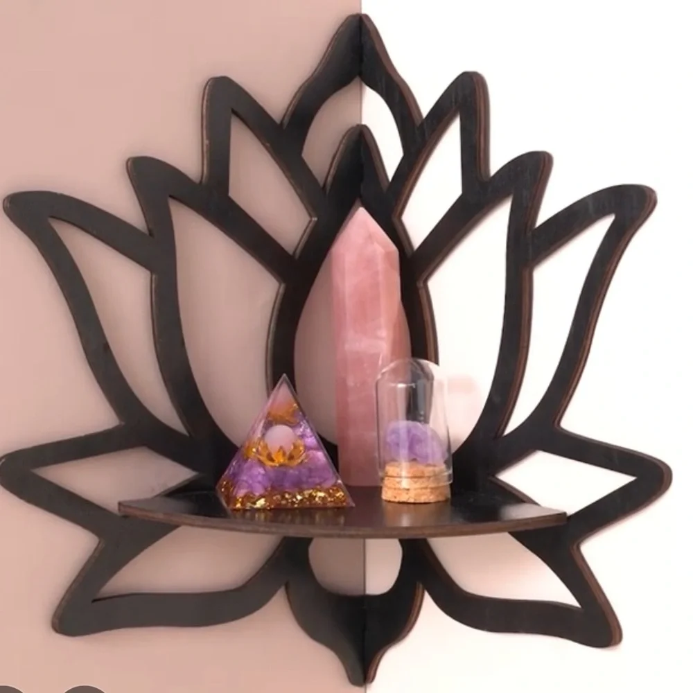 Black Lotus Flower Wall Candle Holder Metal Corner